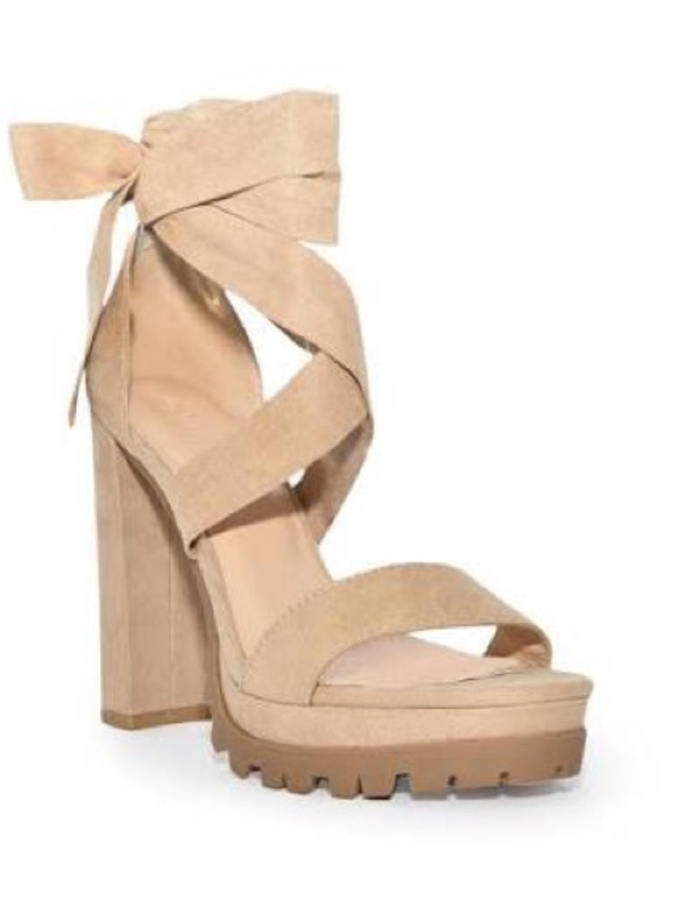 Wild Diva Nude Wrap-Around Platform Block Heel Morla-02 Sandal 8.5